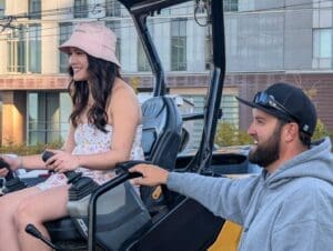 Girl trying out machine