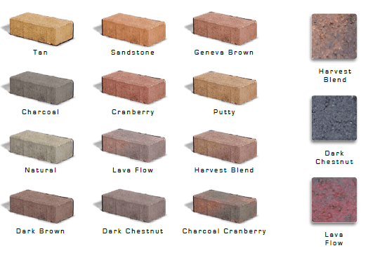 paver colors, colors of pavers, brick colors