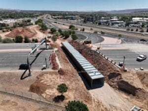 SR-18 Bluff street pedestrian tunnel with precast concrete tunnel placement