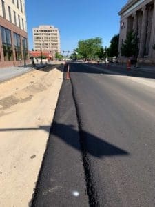 Paving HMA asphalt downtown