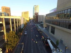 Paving asphalt on US 20/26