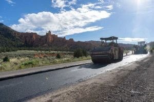 Compacting Hot Asphalt on SR-12 Near Bryce Canyon Utah