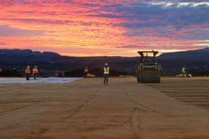 Sunroc working hard to install the sub base material and subgrade construction work