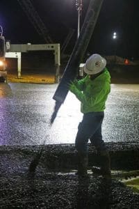 Ready Mix concrete pump truck crew work overnight to pour over 1700 yards of concrete